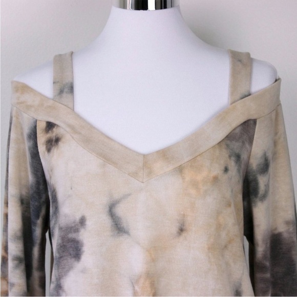 Open Tie Dye Cold Shoulder French Terry Top Large/XLarge - Picture 3 of 8